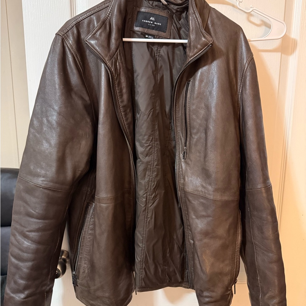 Andrew Marc Men's Dark Brown Leather Jacket